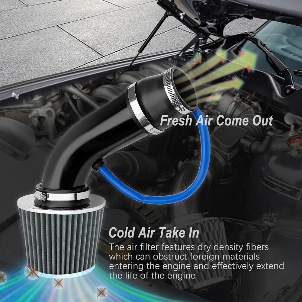Aluminum 3" Universal Cold Air Intake Induction Hose Pipe Car Kit Filter