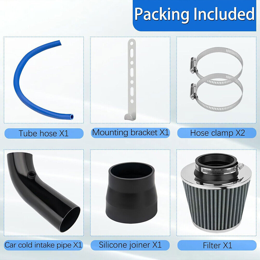 Aluminum 3" Universal Cold Air Intake Induction Hose Pipe Car Kit Filter