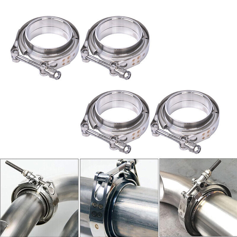 4 x 4"inch V-band Clamp Sliver steel Flange Male-Female For Exhaust Downpipe New