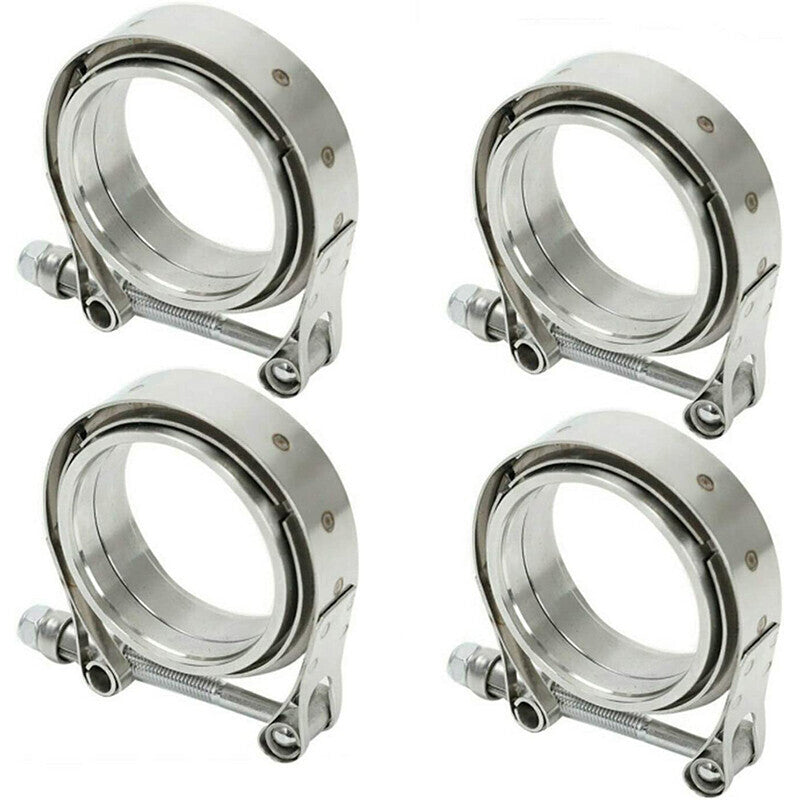 4 x 4"inch V-band Clamp Sliver steel Flange Male-Female For Exhaust Downpipe New