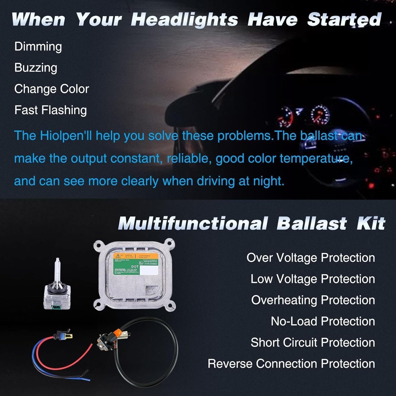 2 HID Xenon Ballast Control Unit Computer &D3S Bulb Kit For 2010-19 Ford Mustang