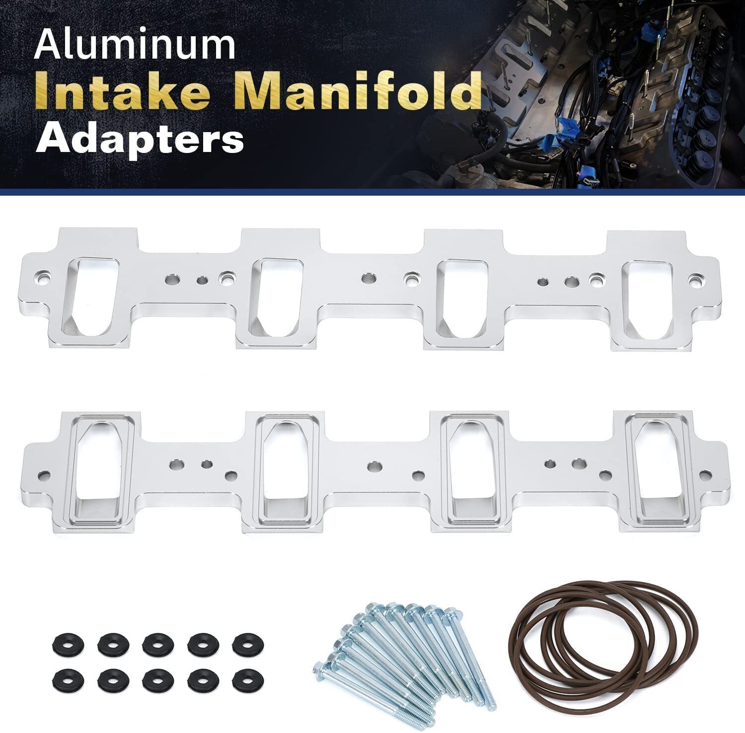 Rectangle Intake Manifold Adapter For LS1 Cathedral Port Cylinder Head to LS3 LS