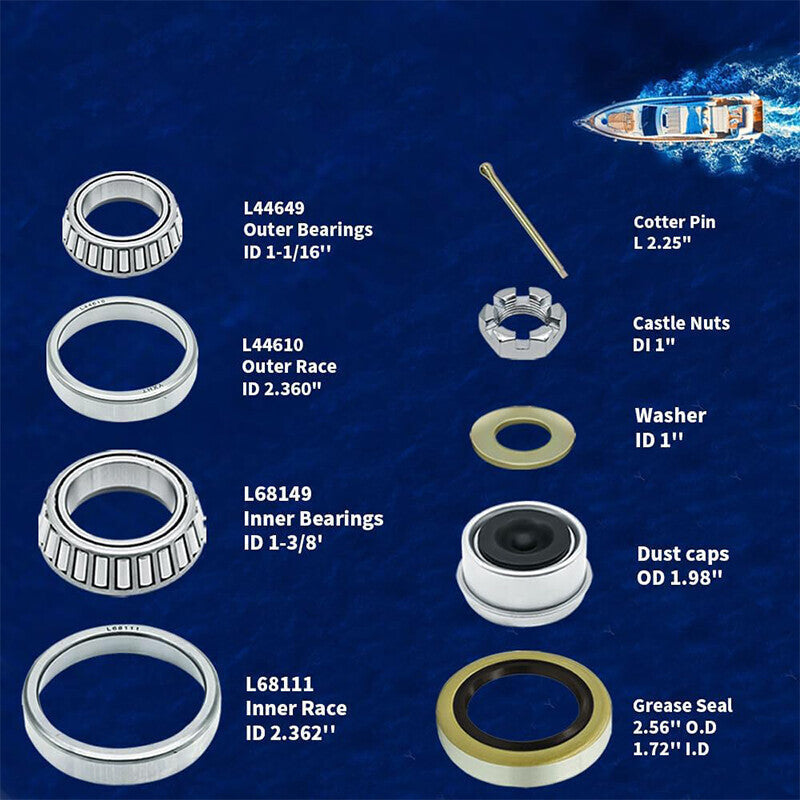 Trailer Wheel Hub Bearings Kits L44649 L68149 for 3500lb 10-19 Spindles #84 Axle