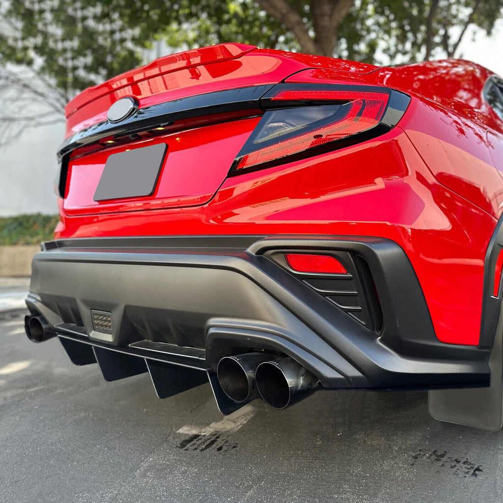 Universal Rear Diffuser 4 Shark Fins Under Bumper Splitter Unpainted Black ABS