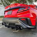 Universal Rear Diffuser 4 Shark Fins Under Bumper Splitter Unpainted Black ABS