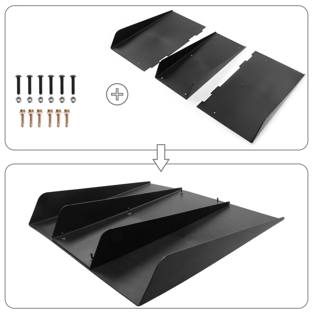 Universal Rear Diffuser 4 Shark Fins Under Bumper Splitter Unpainted Black ABS