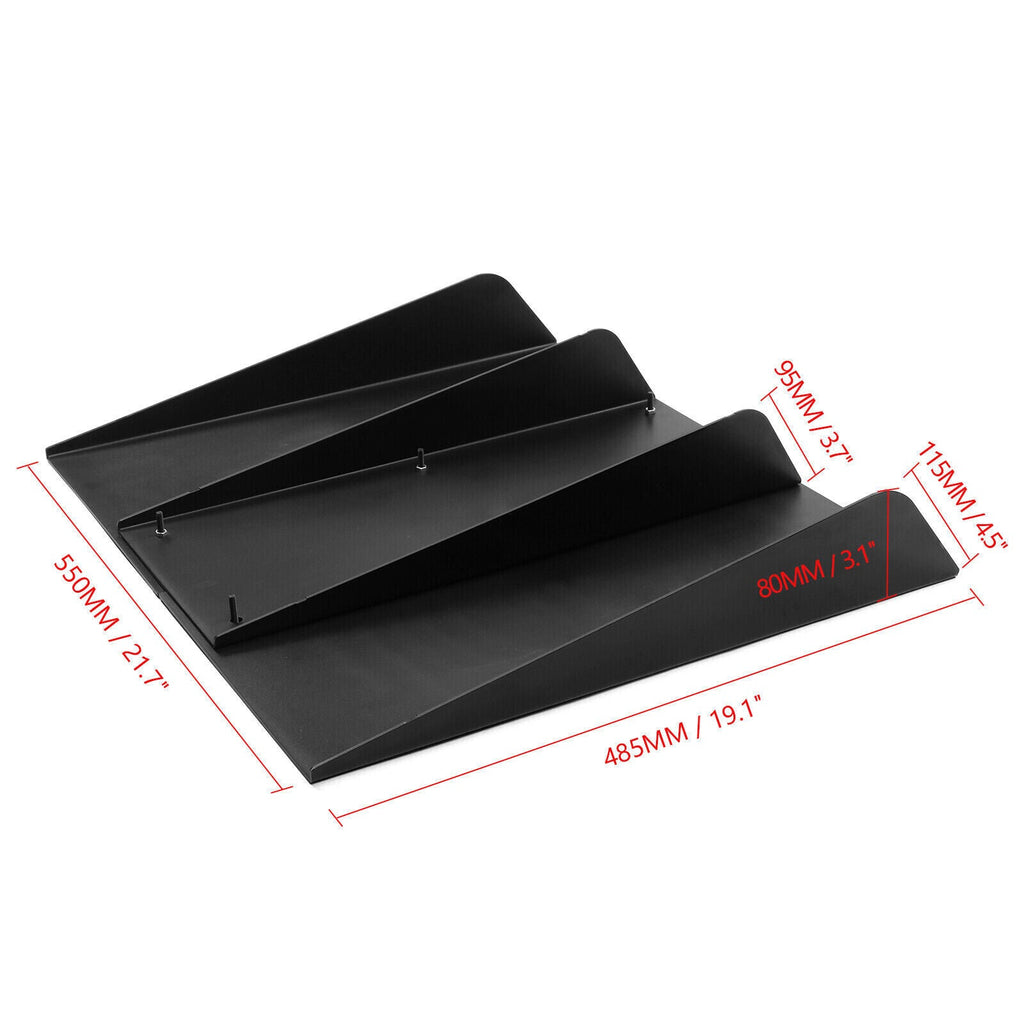 Universal Rear Diffuser 4 Shark Fins Under Bumper Splitter Unpainted Black ABS