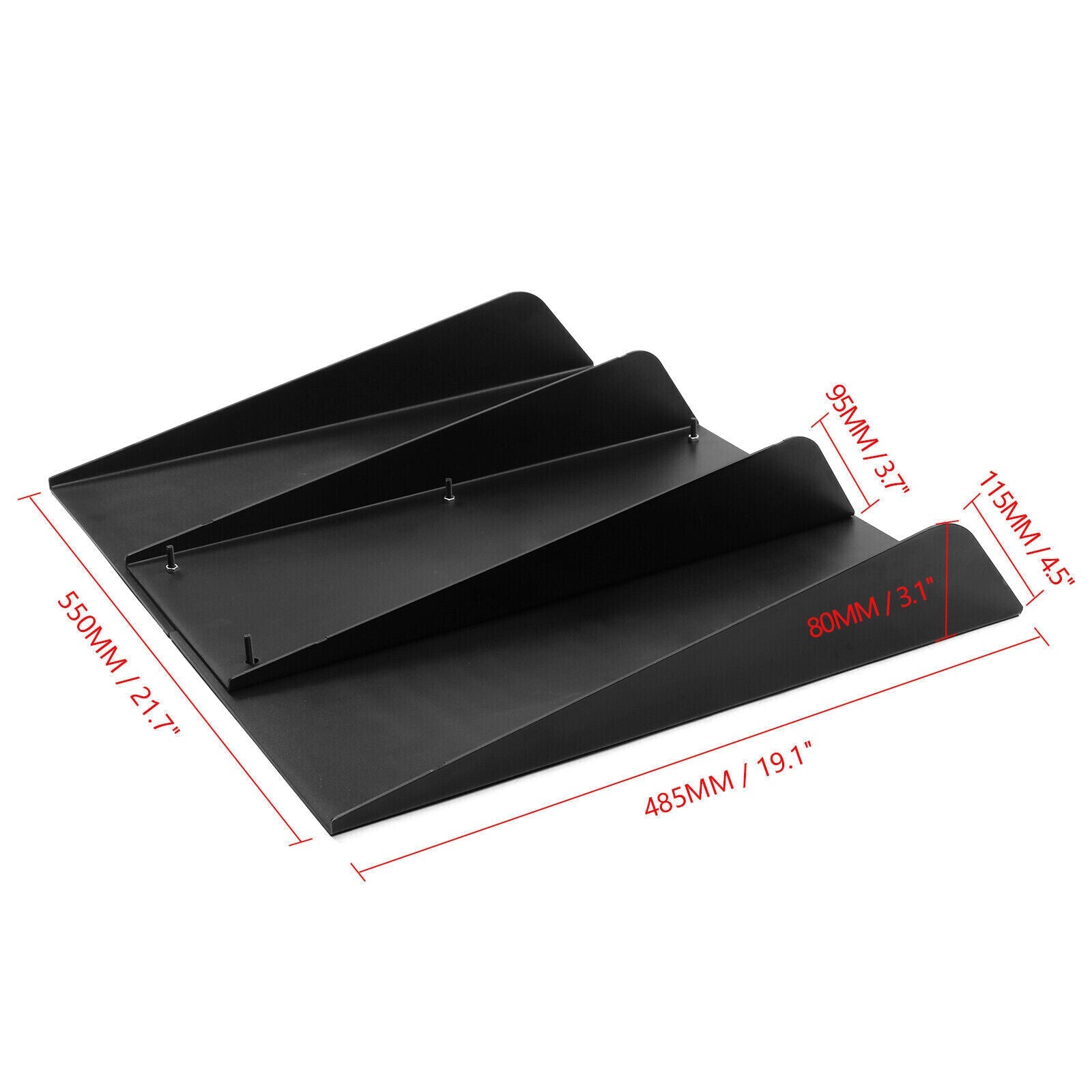 Universal Rear Diffuser 4 Shark Fins Under Bumper Splitter Unpainted Black ABS