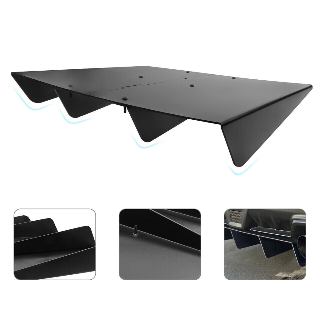 Universal Rear Diffuser 4 Shark Fins Under Bumper Splitter Unpainted Black ABS