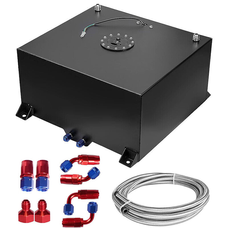 20 Gallon Universal Aluminum Racing/Drift Fuel Cell Tank w/ 12" Fuel Line Kit