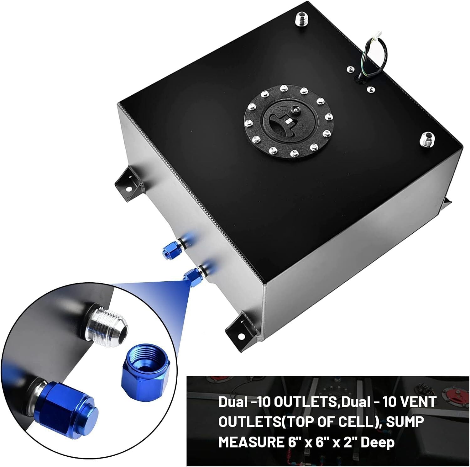 20 Gallon Universal Aluminum Racing/Drift Fuel Cell Tank w/ 12" Fuel Line Kit