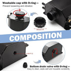 Car Universal 1L Engine Radiator Coolant Overflow Tank Expansion Reservoir Black