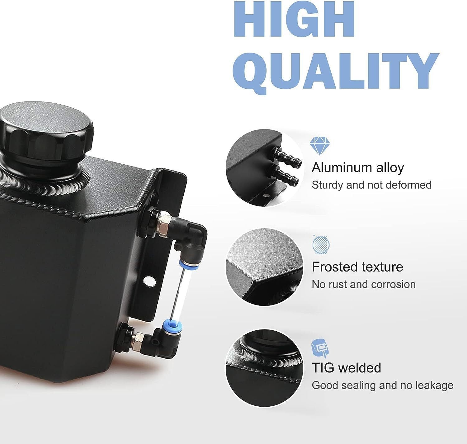 Car Universal 1L Engine Radiator Coolant Overflow Tank Expansion Reservoir Black