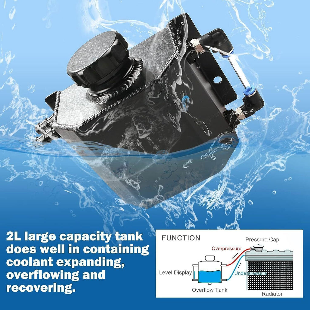 Car Universal 1L Engine Radiator Coolant Overflow Tank Expansion Reservoir Black