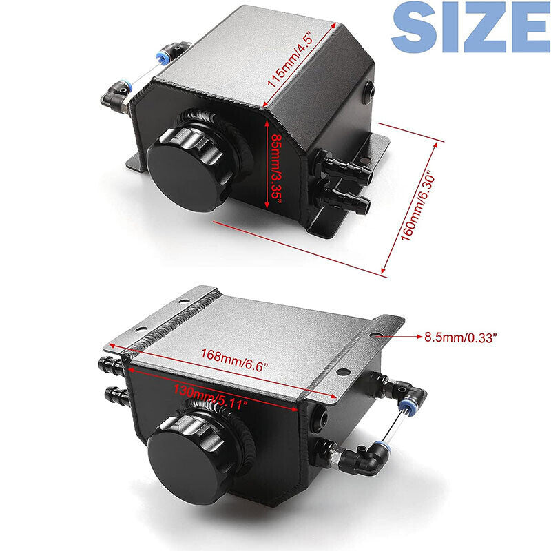 Car Universal 1L Engine Radiator Coolant Overflow Tank Expansion Reservoir Black