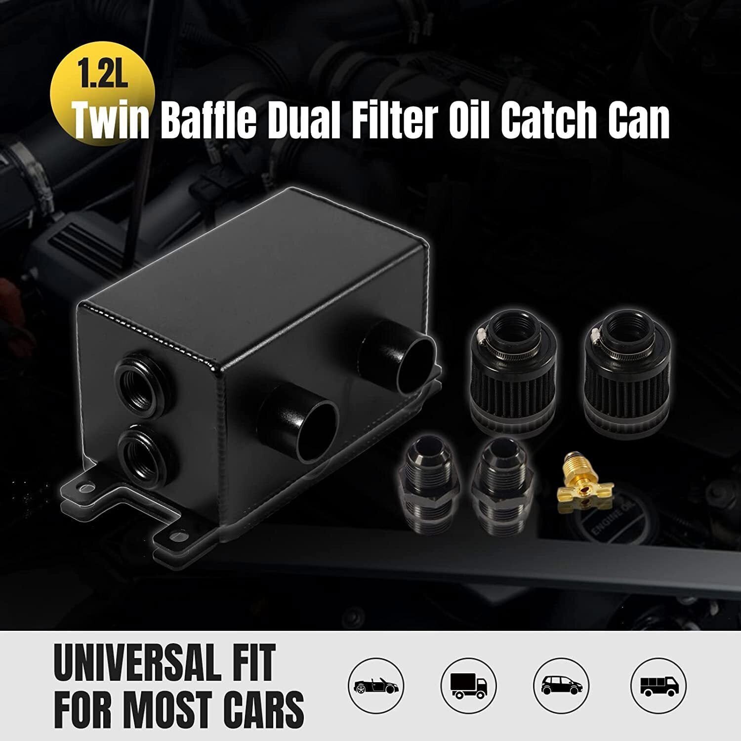 2 Port Series Racing Oil Catch Can Breather Tank - 10AN For Civic Integra EK EG