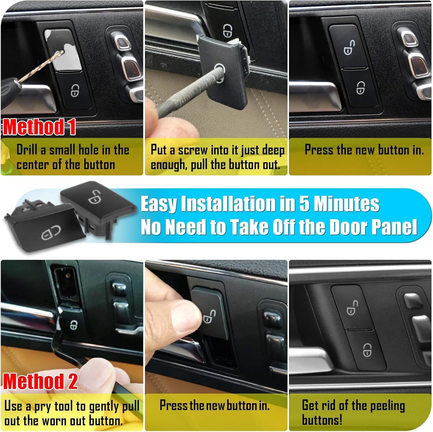 Door Lock Switch Button Driver Side For Mercedes-Benz C-Class W204 Sedan 2007-14
