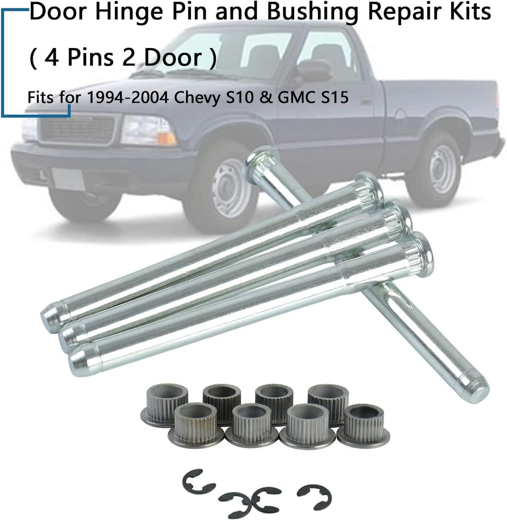 Door Hinge Pins & Bushing Kit 4 Sets Fit For 1994-2004 Chevrolet Chevy S10 GMC