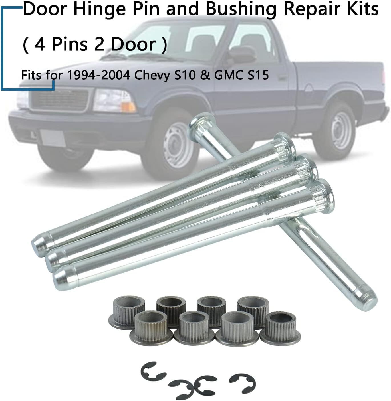 Door Hinge Pins & Bushing Kit 4 Sets Fit For 1994-2004 Chevrolet Chevy S10 GMC
