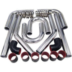 2.5" Inch 63mm Polished Aluminum Intercooler Pipe Kit + Hose + Clamp Universal