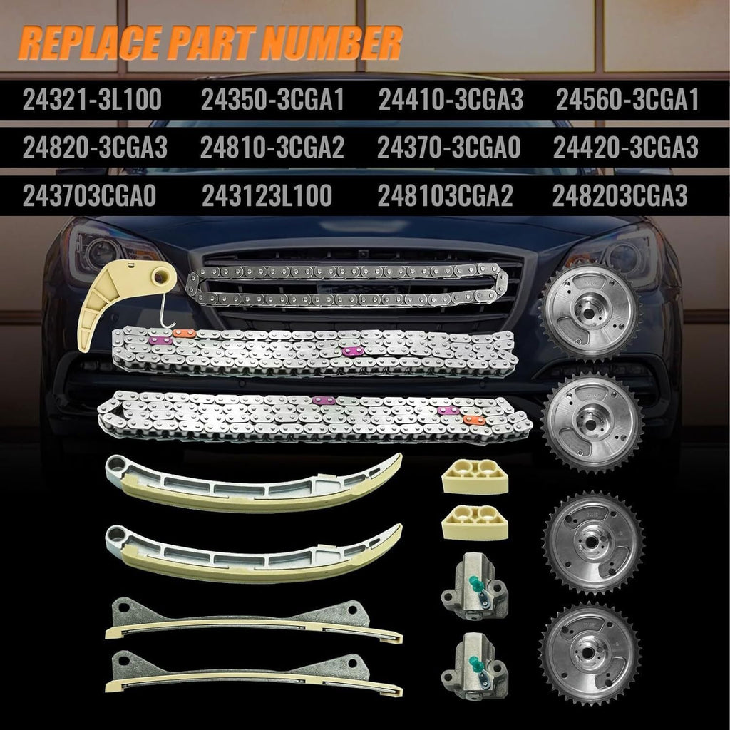 Engine Timing Chain Kit For Hyundai KIA Santa Fe Sorento Azera 3.8 24410-3CGA