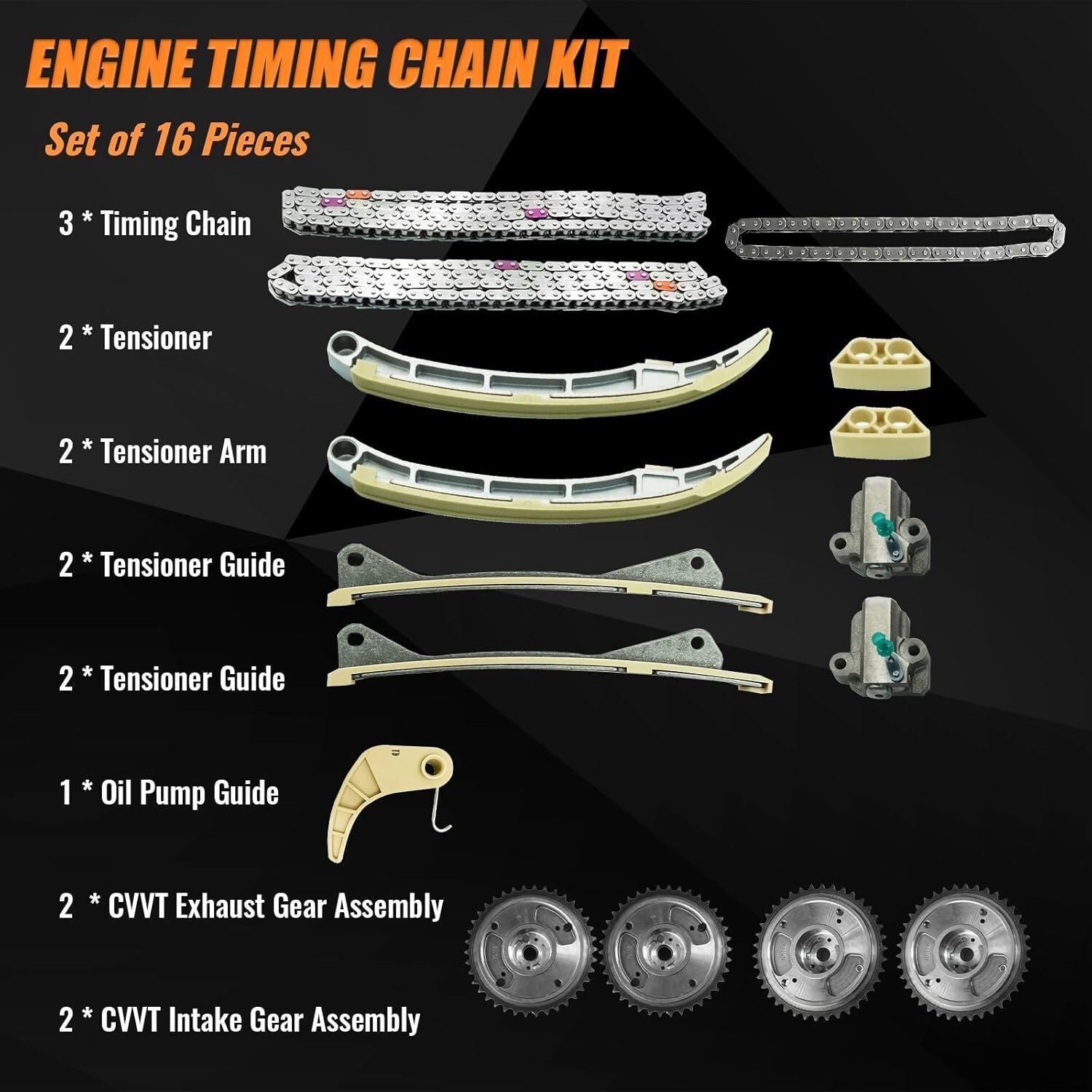 Engine Timing Chain Kit For Hyundai KIA Santa Fe Sorento Azera 3.8 24410-3CGA