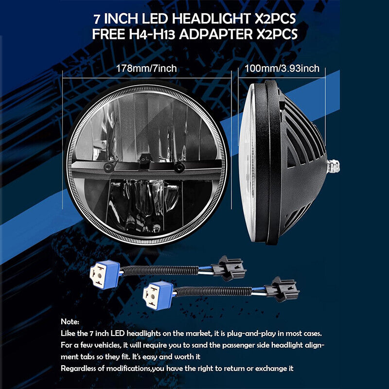 Pair 7"inch Round LED Headlights Turn Signal For Chevy Truck 1947-1957