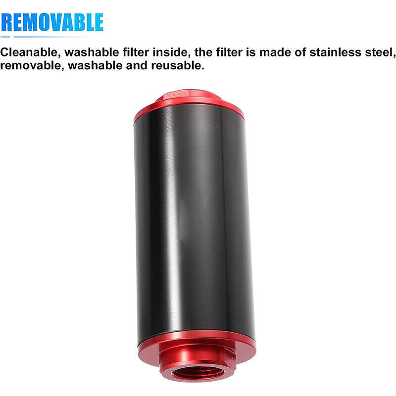 58mm Inline Fuel Filter AN6 AN8 AN10 100 Micron Reusable Element Universal E85