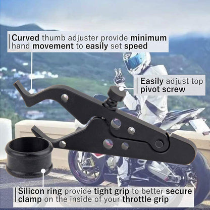 Motorcycle Throttle Lock Cruise Control Grip Lock Clamp with Silicone Ring