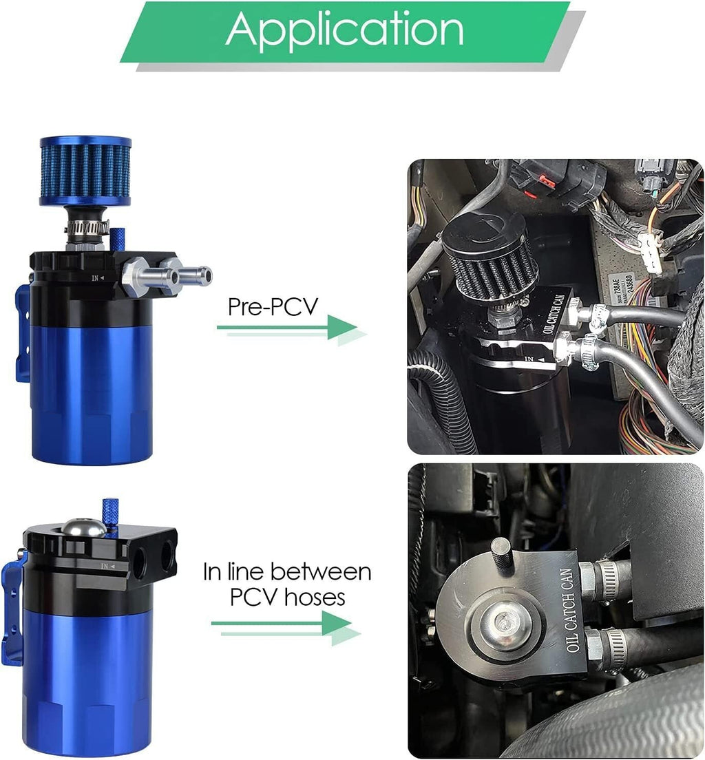 2 Port Universal Aluminum Oil Catch Can Kit Reservoir Tank with Breather Filter