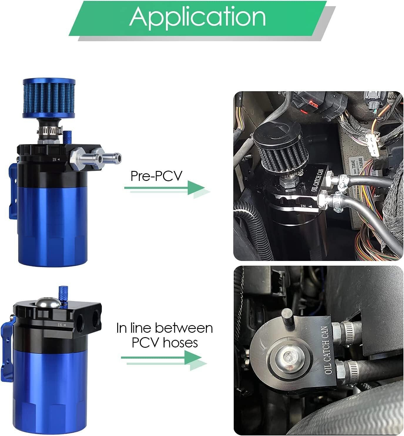 2 Port Universal Aluminum Oil Catch Can Kit Reservoir Tank with Breather Filter