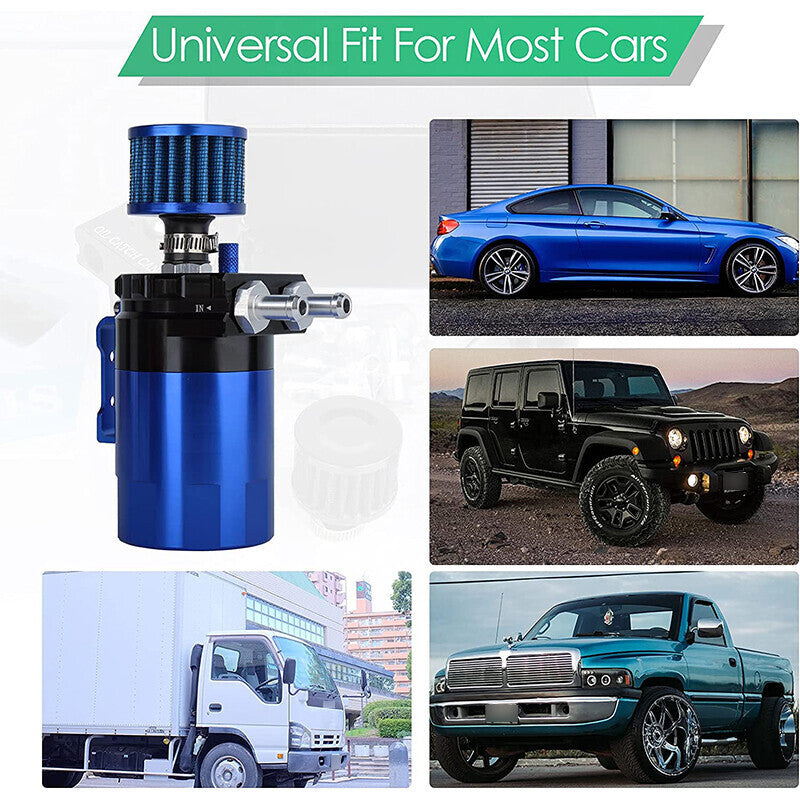 2 Port Universal Aluminum Oil Catch Can Kit Reservoir Tank with Breather Filter