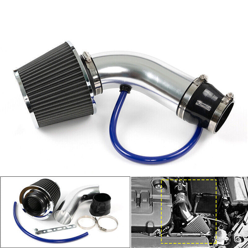 Automotive 3" Universal Cold Air Intake Kit Induction Flow Pipe Kit Aluminium