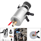 2 Port Reservoir Baffled Tank Oil Catch Can with Drain Valve Breather Polished