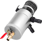 2 Port Reservoir Baffled Tank Oil Catch Can with Drain Valve Breather Polished