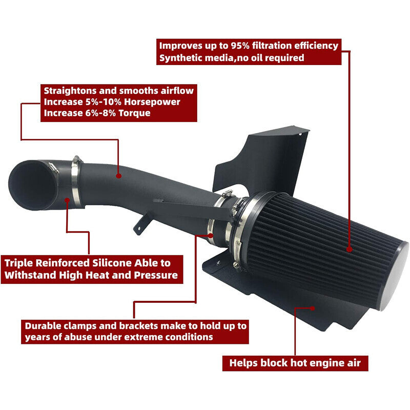 Performance Cold Air Intake Filter Kit with Heat Shield for 99-06 GMC/Chevy V8 4