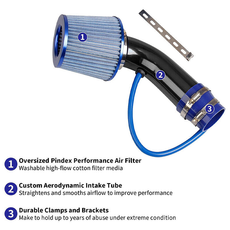 3'' Cold Air Intake Filter Induction Kit Pipe Power Flow Hose System Universal