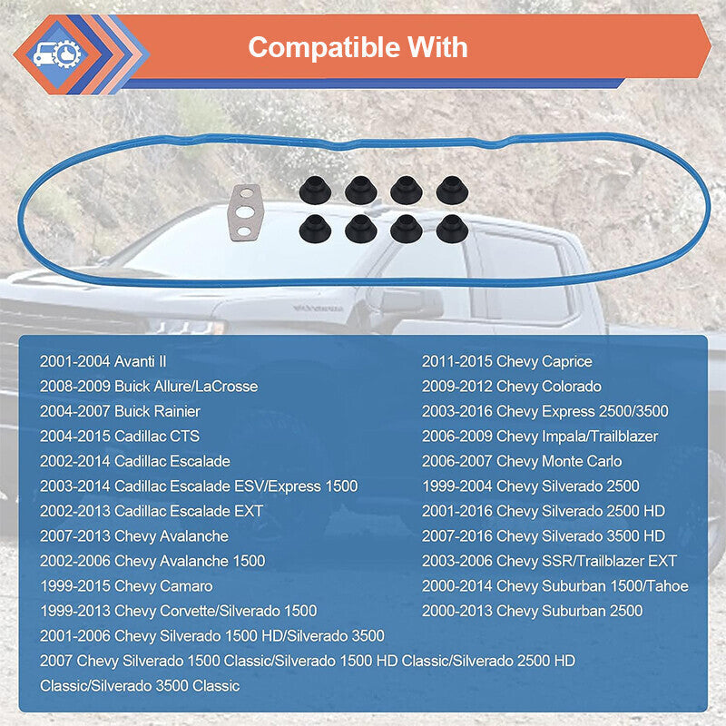 For GM LS 4.8L 5.3L 5.7L 6.0L 6.2L Engine Fel-Pro VS50504 R-1 Valve Cover Gasket
