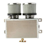 1.2L-10AN Oil Catch Can Baffled 2Port Reservoir Tank+Dual Breather Filter Sliver