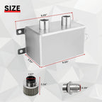 1.2L-10AN Oil Catch Can Baffled 2Port Reservoir Tank+Dual Breather Filter Sliver