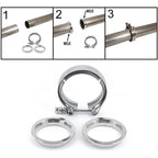 2 PCS 3.5" V-Band Flange & Clamp Kit Fit for Turbo Ex Pipes Stainless Steel