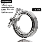 2 PCS 3.5" V-Band Flange & Clamp Kit Fit for Turbo Ex Pipes Stainless Steel