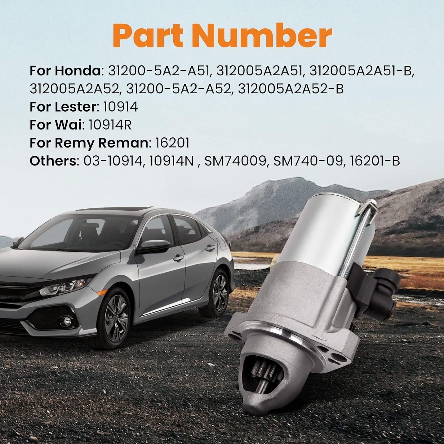 New Starter Motor For Honda Car Accord 2.4L 13-17 Honda Truck CR-V 2.4L 15-16