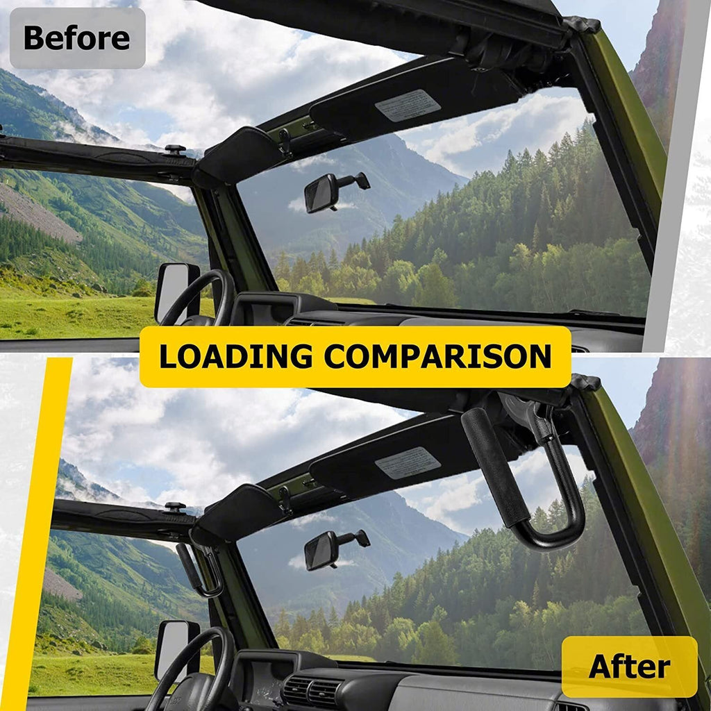 Front Grab Handles Bars Fit for 1997-2006 Jeep Wrangler TJ & Unlimited-Black