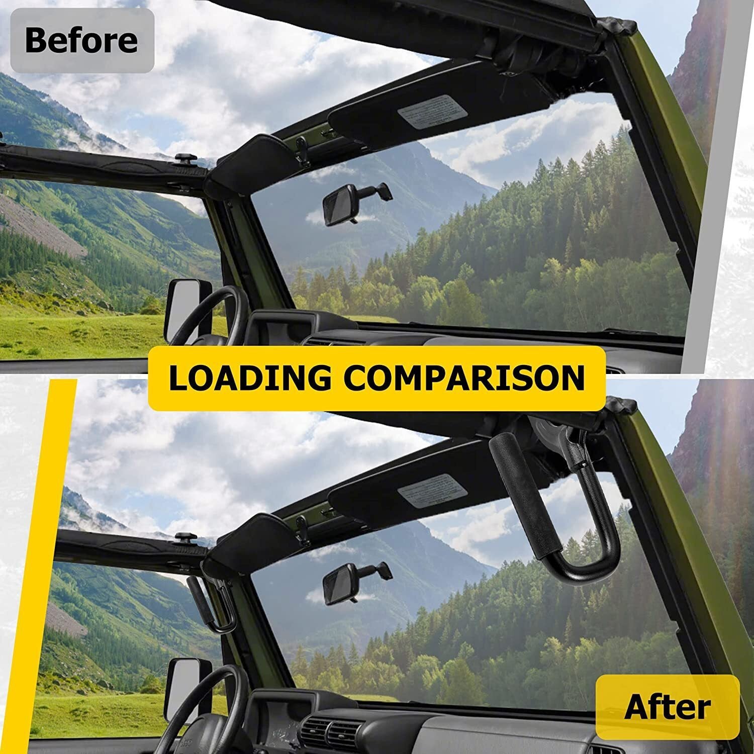 Front Grab Handles Bars Fit for 1997-2006 Jeep Wrangler TJ & Unlimited-Black