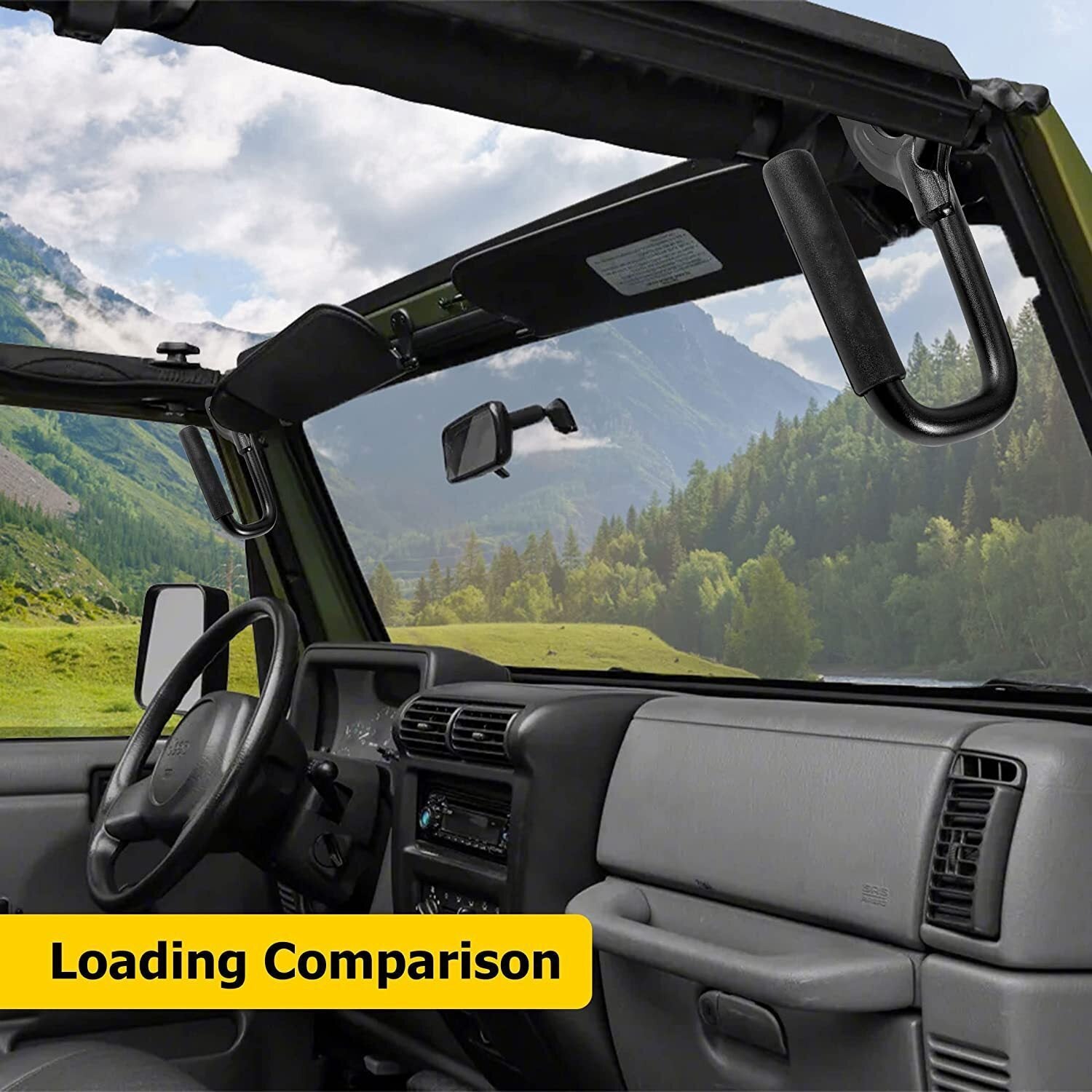 Front Grab Handles Bars Fit for 1997-2006 Jeep Wrangler TJ & Unlimited-Black