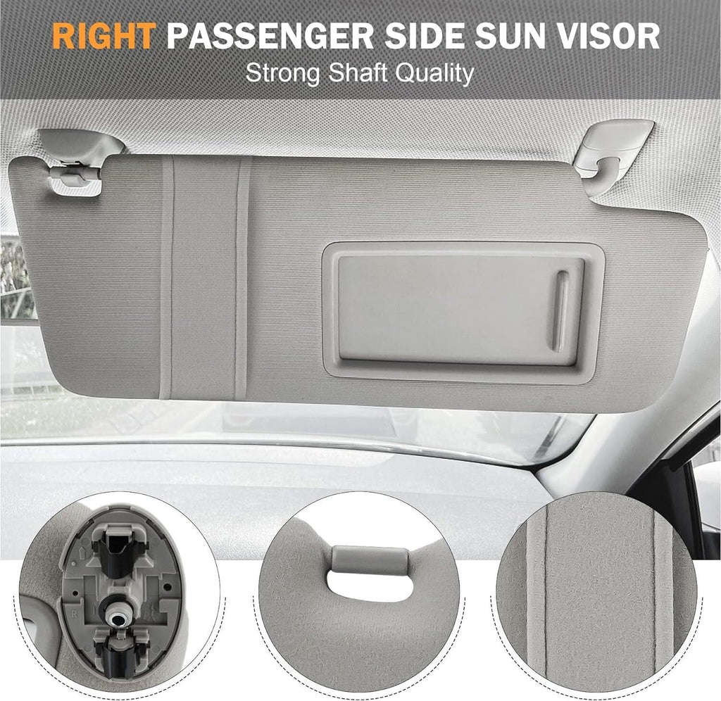 Right Passenger Side Sun Visor Gray 74320-06780-B0 for Toyota Camry 2007-2011