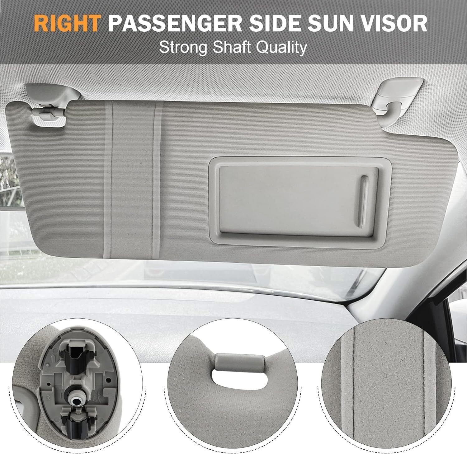 Right Passenger Side Sun Visor Gray 74320-06780-B0 for Toyota Camry 2007-2011