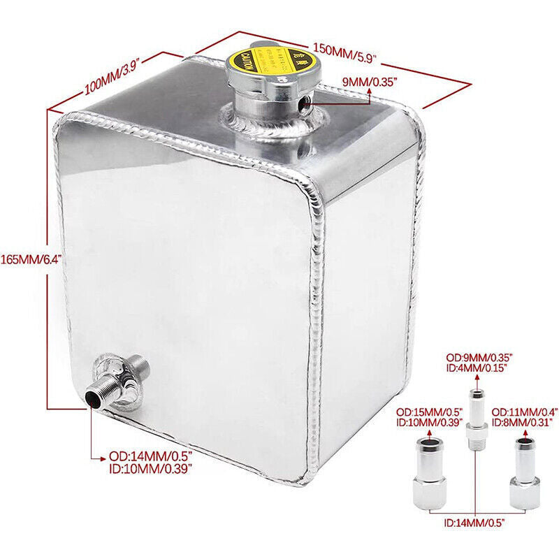 Aluminum Water Coolant Radiator Universal 2.5L Overflow Reservior Tank+ Cap