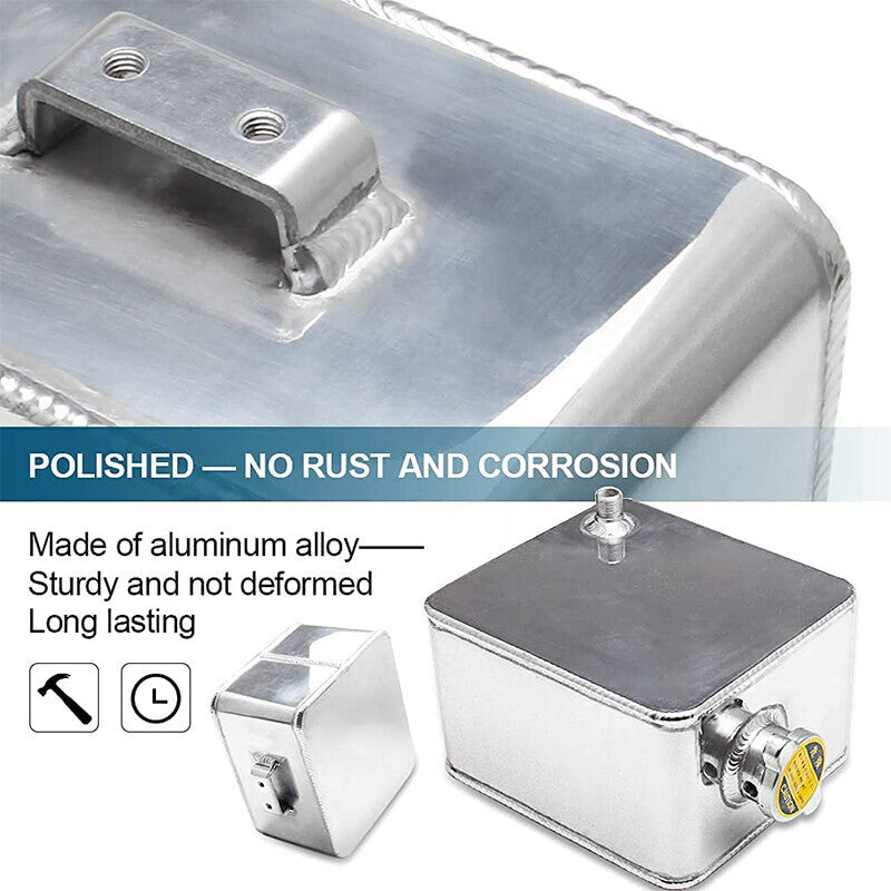Aluminum Water Coolant Radiator Universal 2.5L Overflow Reservior Tank+ Cap